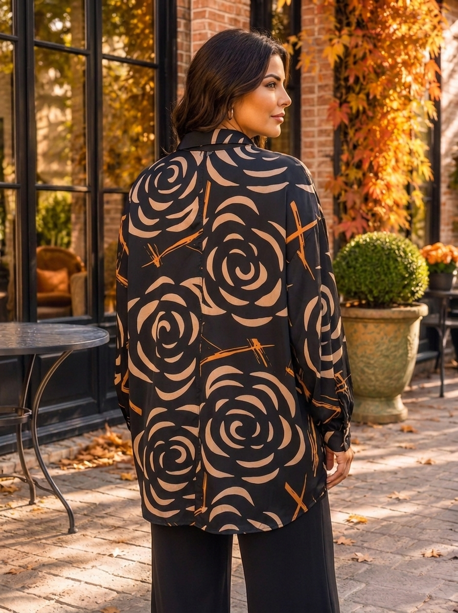 “WILLOW Collection” Pattern Shirt rose print