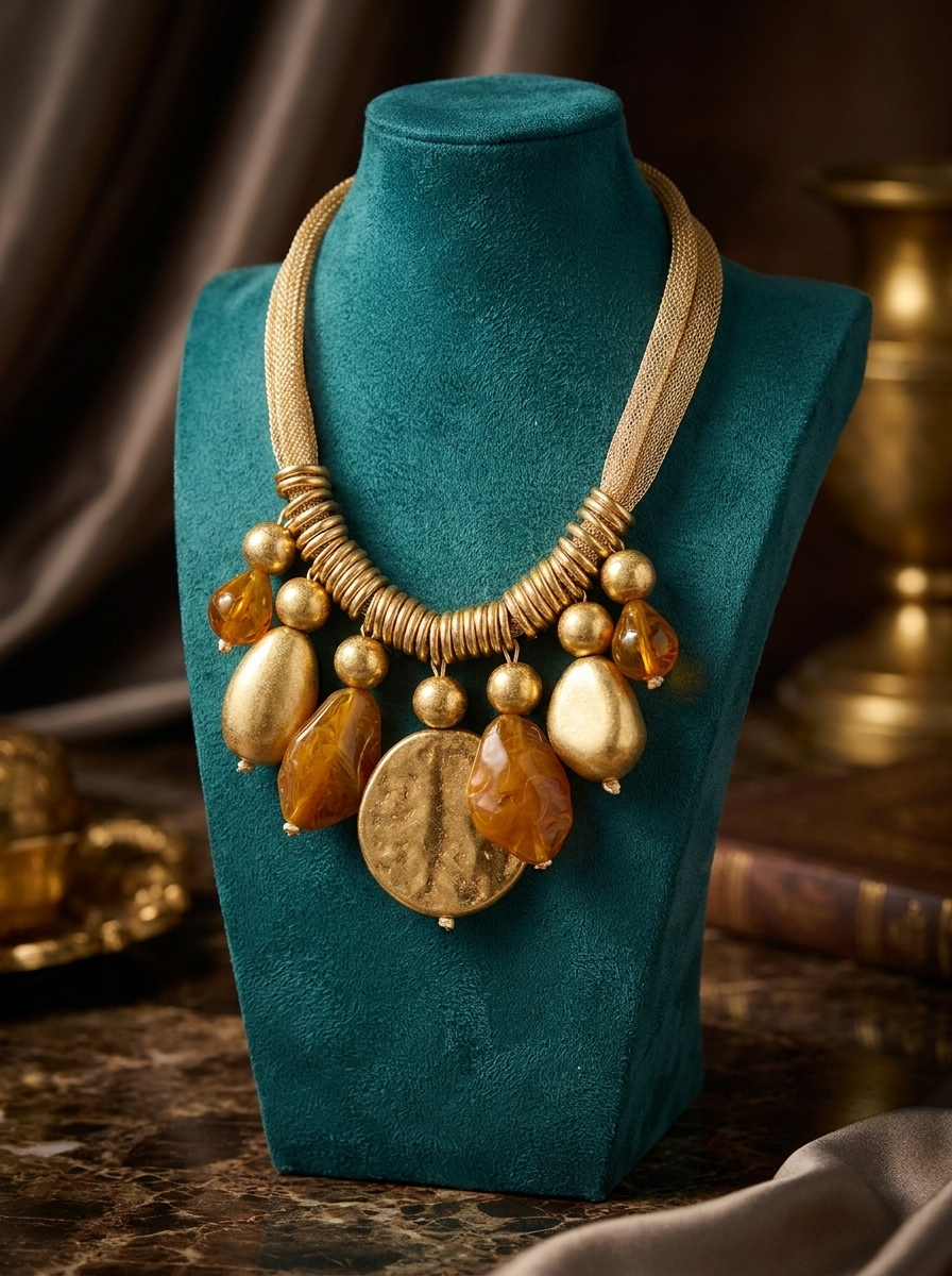 “LORENZA” Short Statement Necklace gold