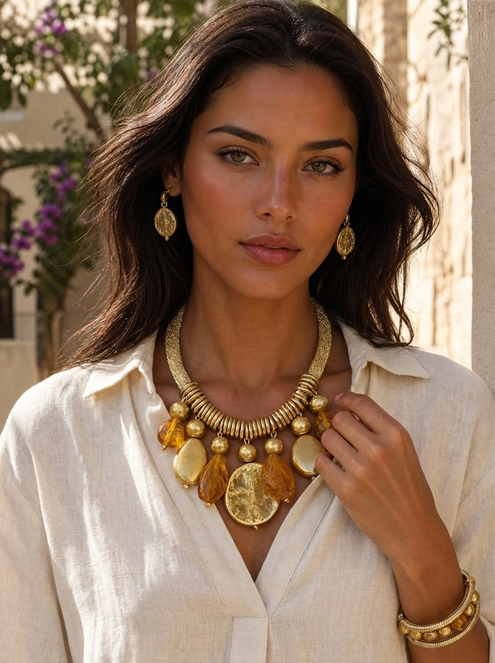 “LORENZA” Short Statement Necklace gold