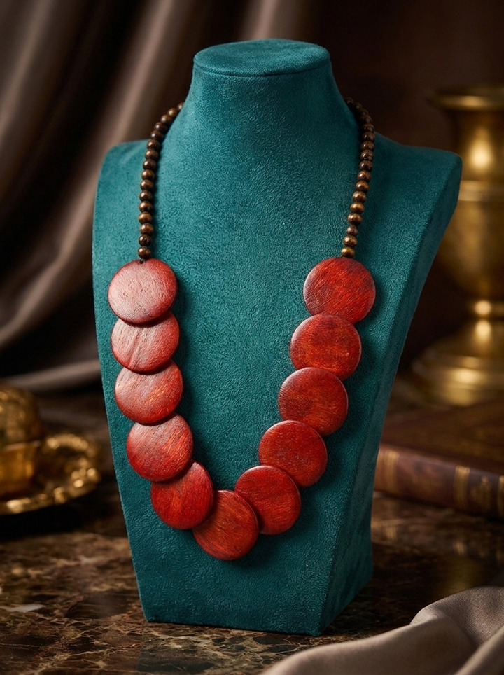 “PALERMO” Disc Statement Necklace 
 BURNT BURGUNDY