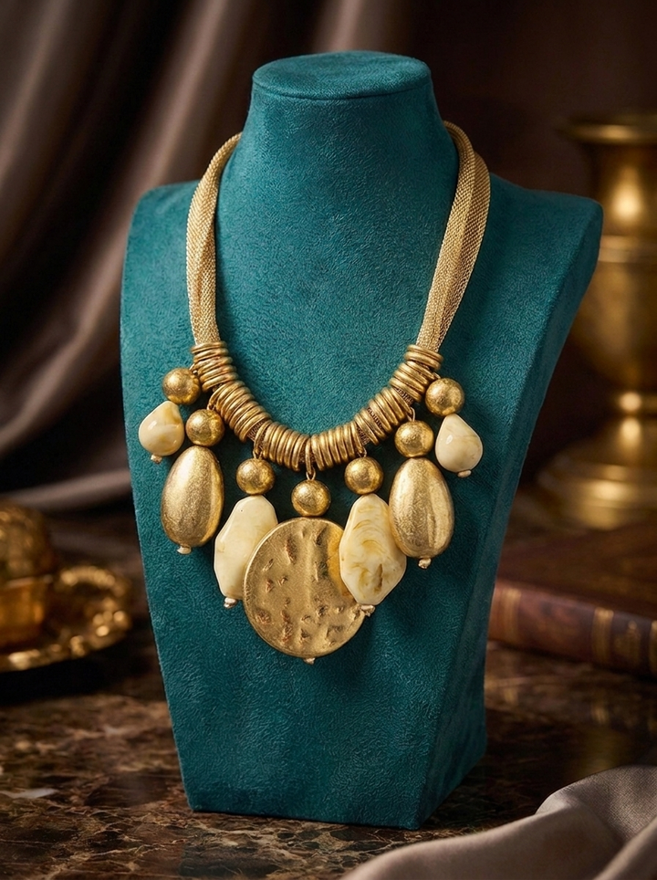 “LORENZA” Short Statement Necklace gold