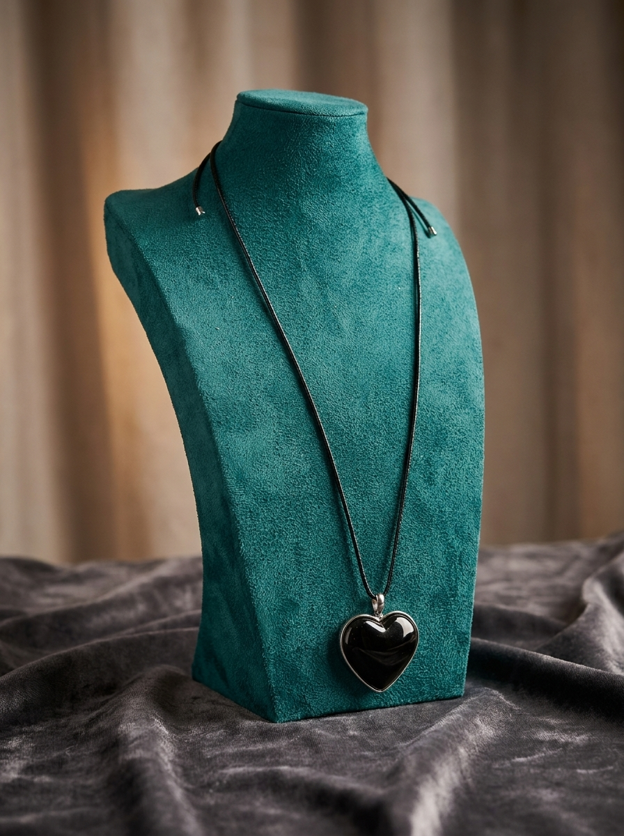 THE “AMOUR” Heart Pendant Necklace black