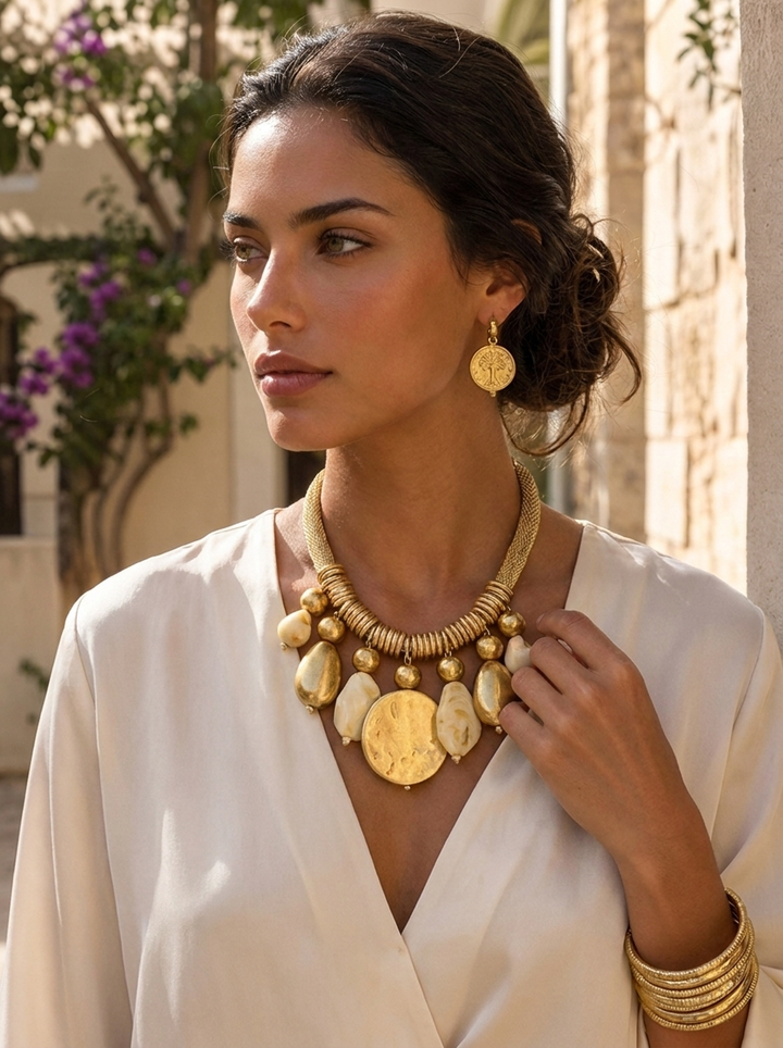 “LORENZA” Short Statement Necklace gold