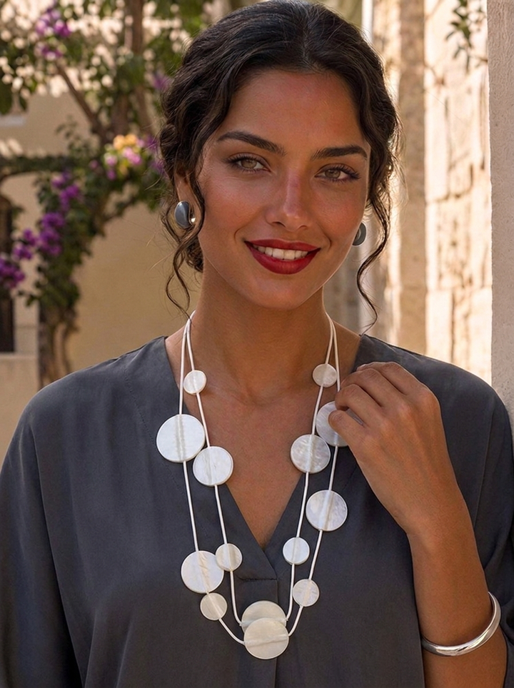 “GENEVA” Layered Statement Necklace white
