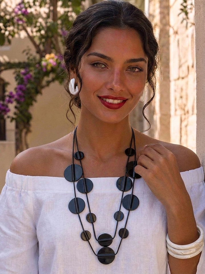 “GENEVA” Layered Statement Necklace black