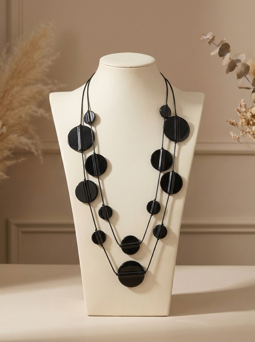 “GENEVA” Layered Statement Necklace black