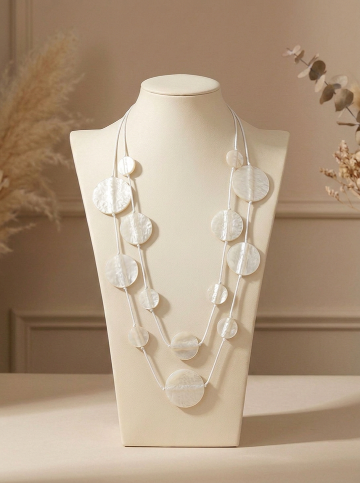 “GENEVA” Layered Statement Necklace white