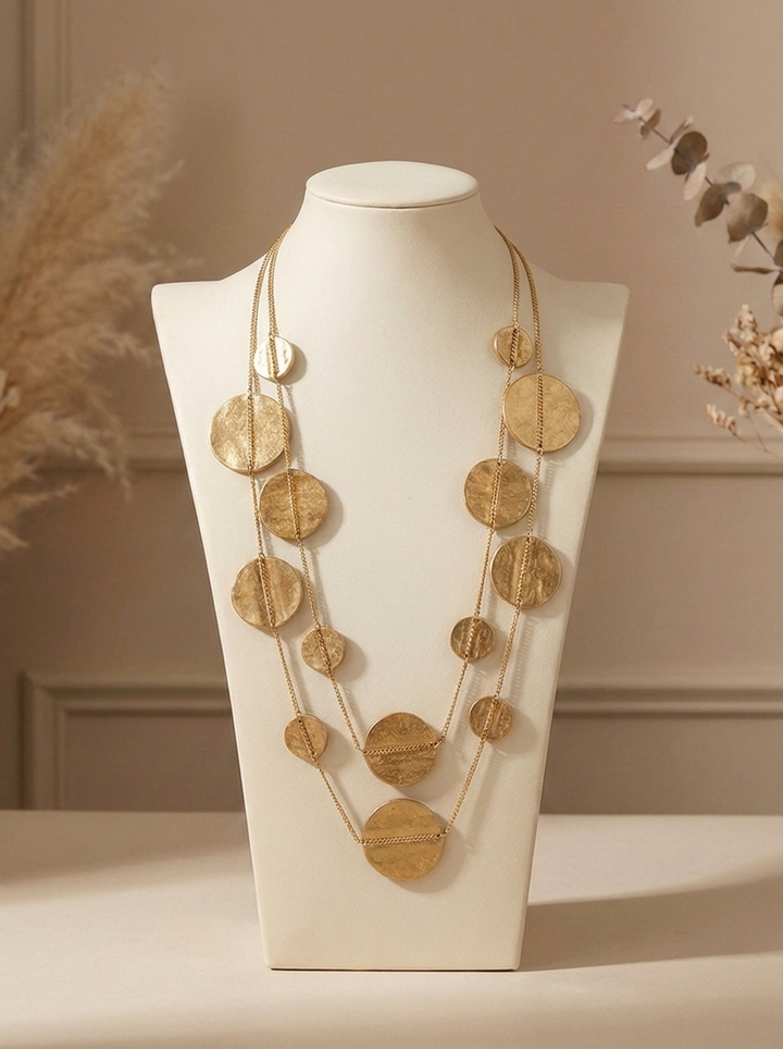 “GENEVA” Layered Statement Necklace champagne