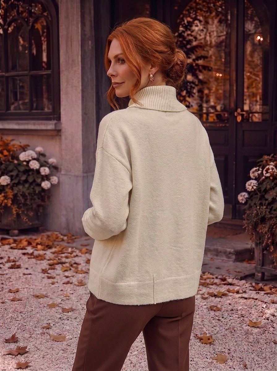 “RONNIE” Premium Zip-Through Knit Jacket/Cardigan cream