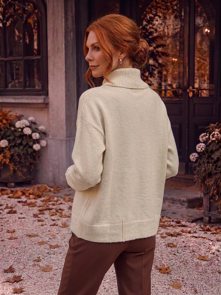 “RONNIE” Premium Zip-Through Knit Jacket/Cardigan cream
