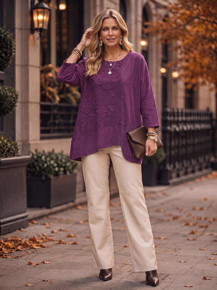 “AMY” Needle Cord Sweat Top purple