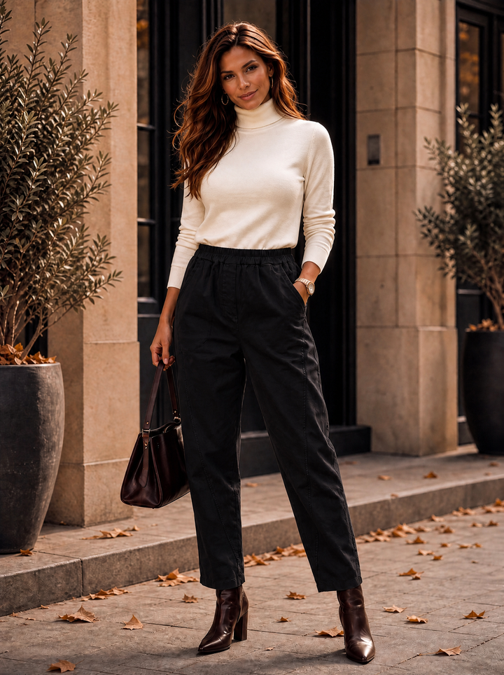 "MARTA” Relaxed Fit Acid Wash Trouser black