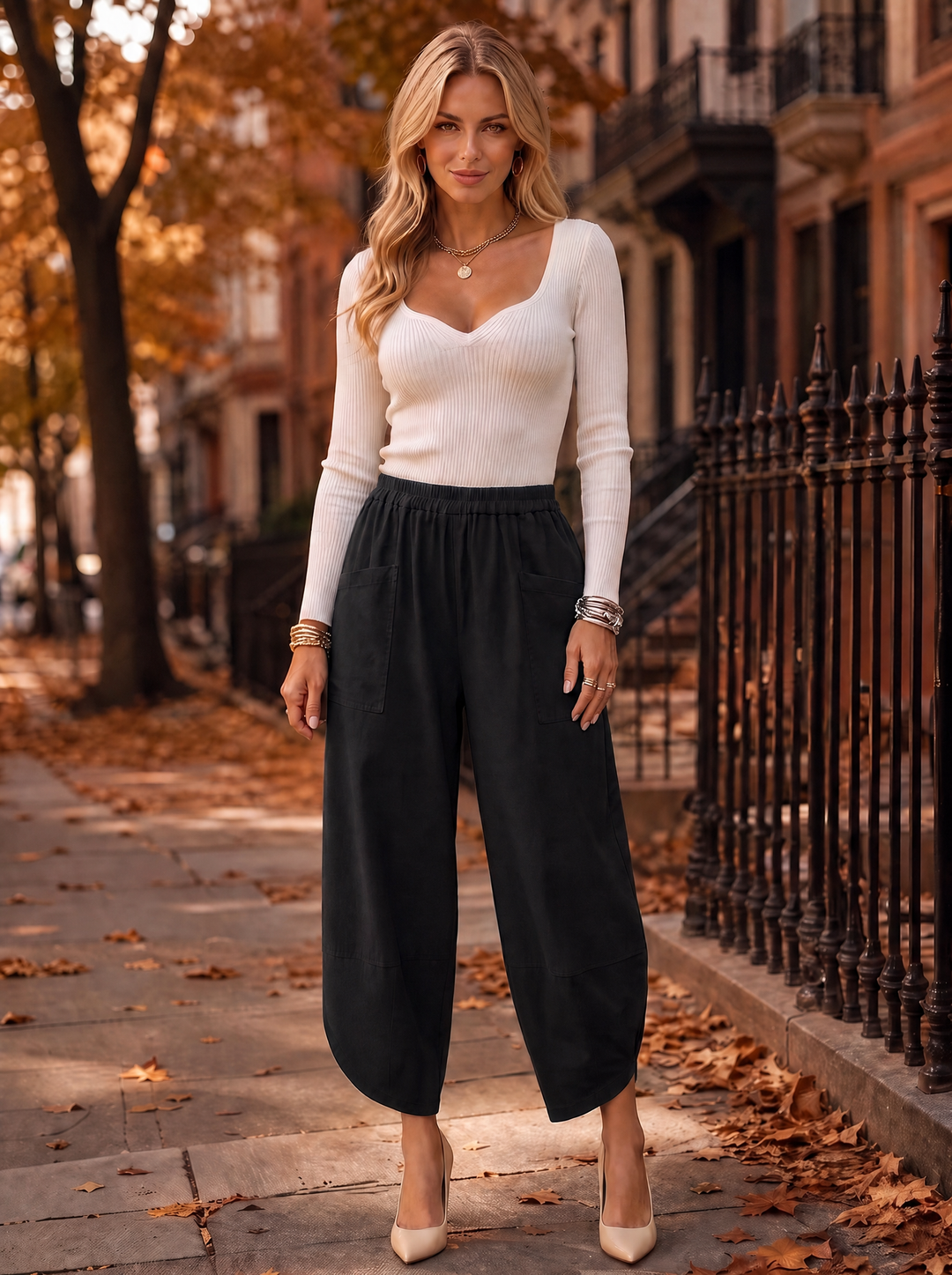 “LARA” Lagenlook Canvas Tulip Trousers