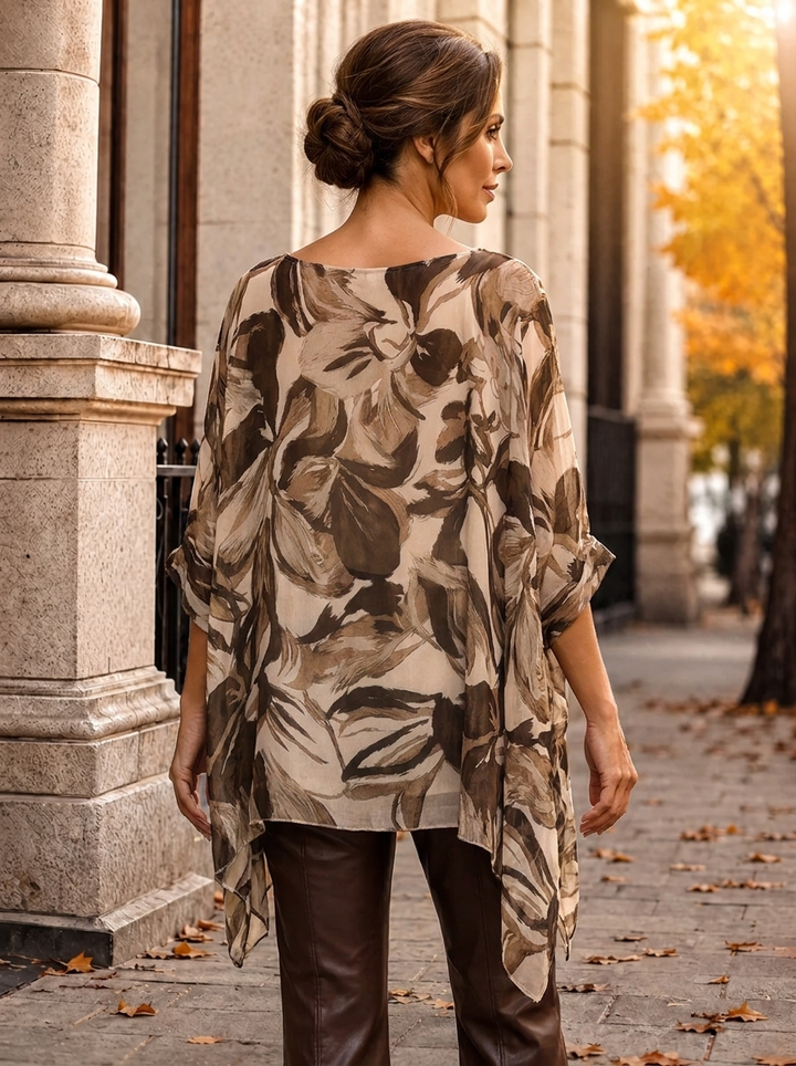 “SYDNEY” Abstract Floral Blouse mocha