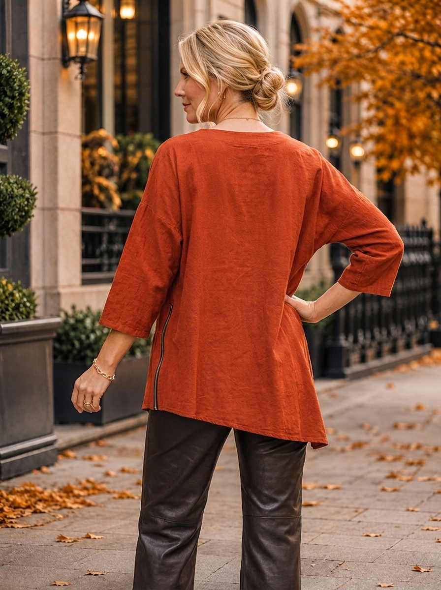 “AMY” Needle Cord Sweat Top orange