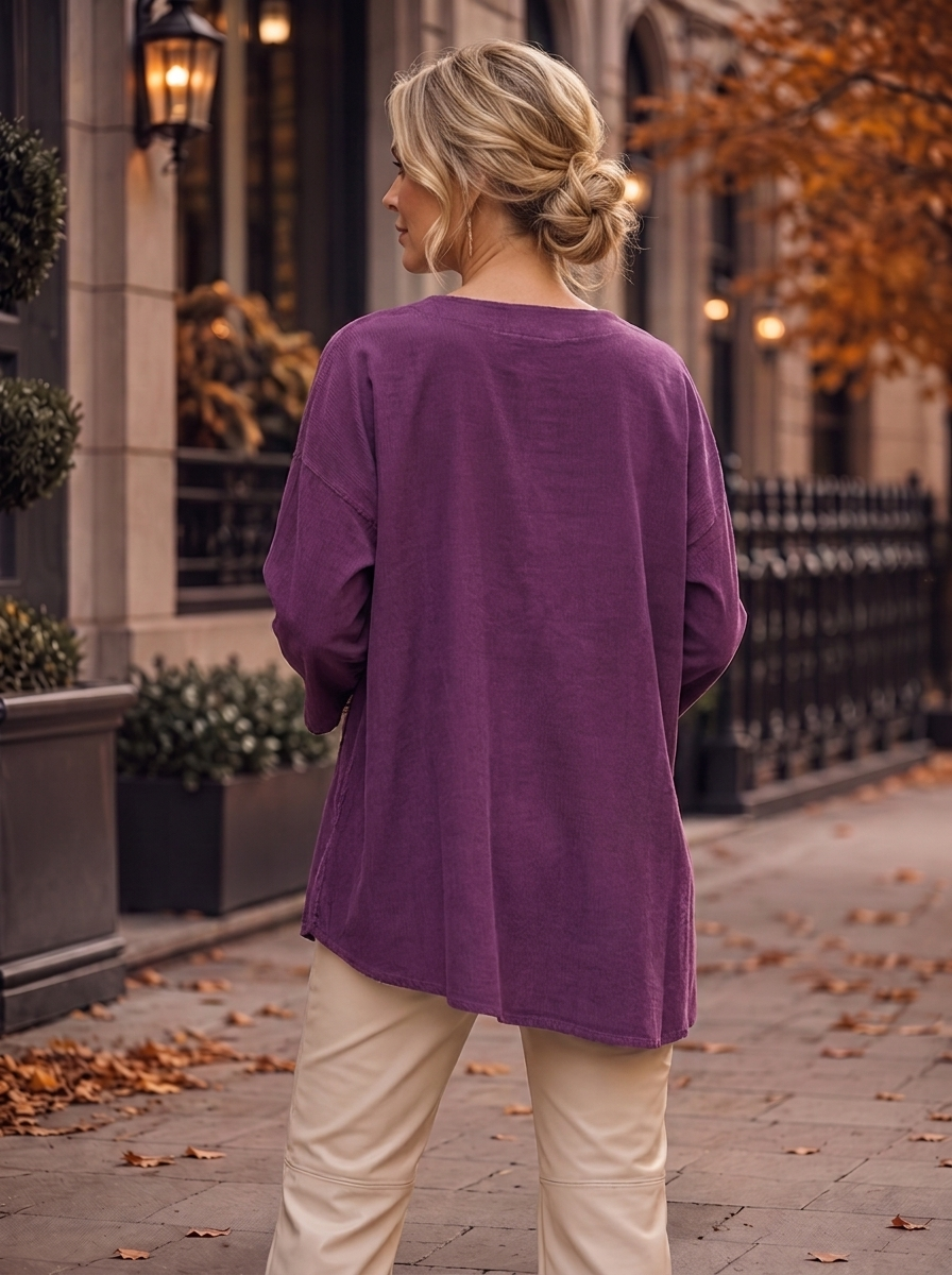 “AMY” Needle Cord Sweat Top purple