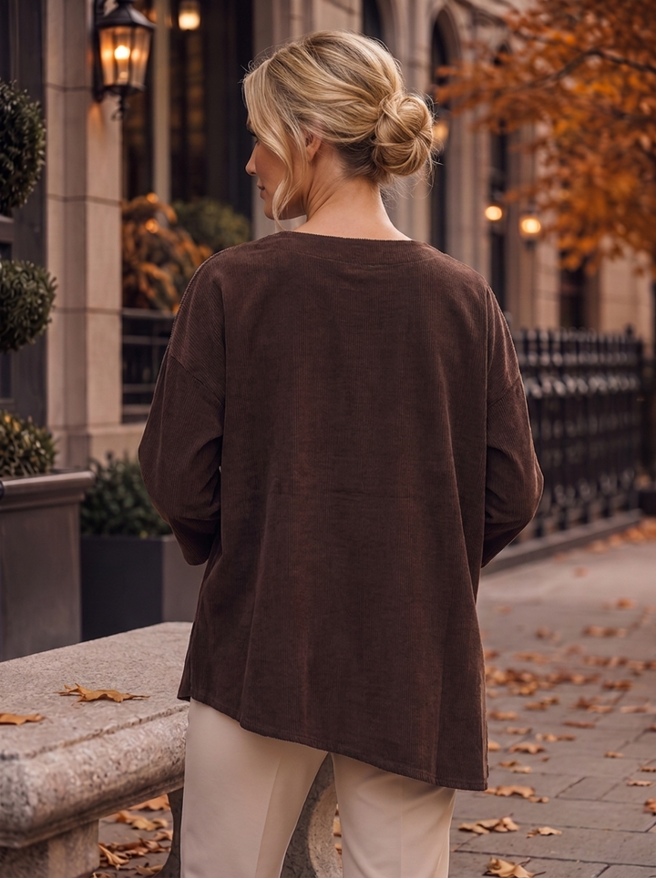 “AMY” Needle Cord Sweat Top chocolate