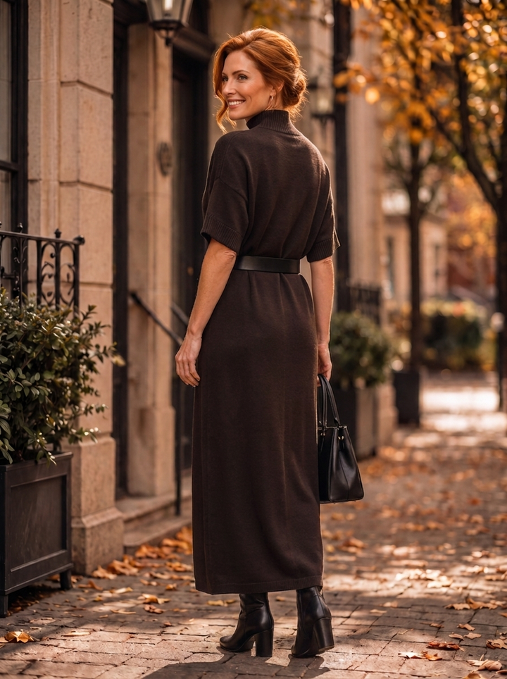 “ELIZA” Luxe Soft Knit Turtle Neck Maxi Dress 