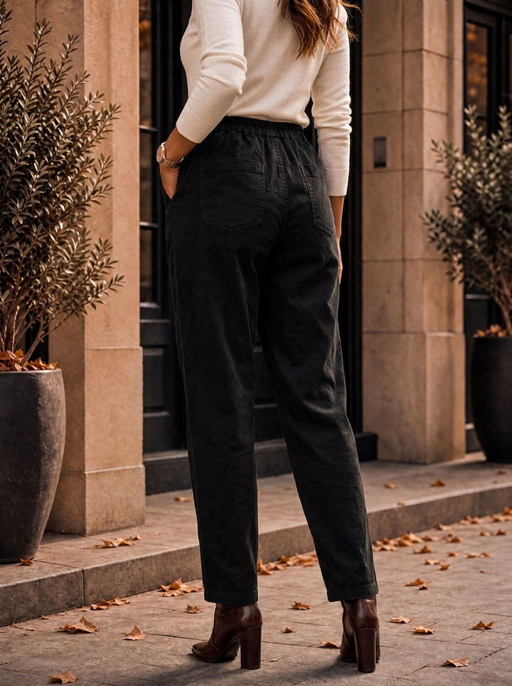 "MARTA” Relaxed Fit Acid Wash Trouser black