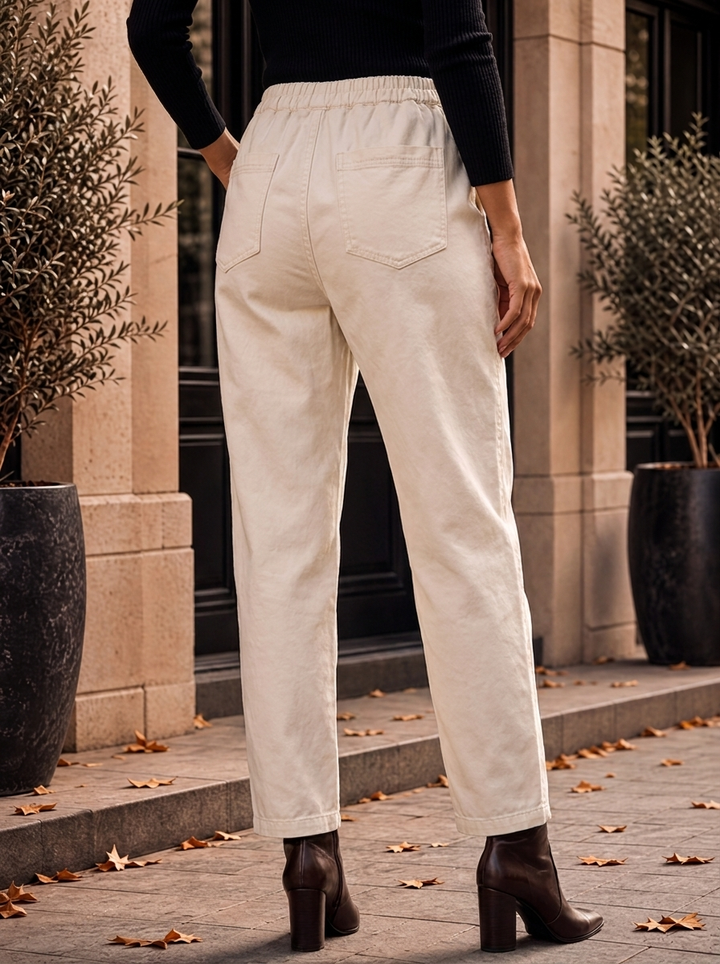 "MARTA” Relaxed Fit Acid Wash Trouser cream