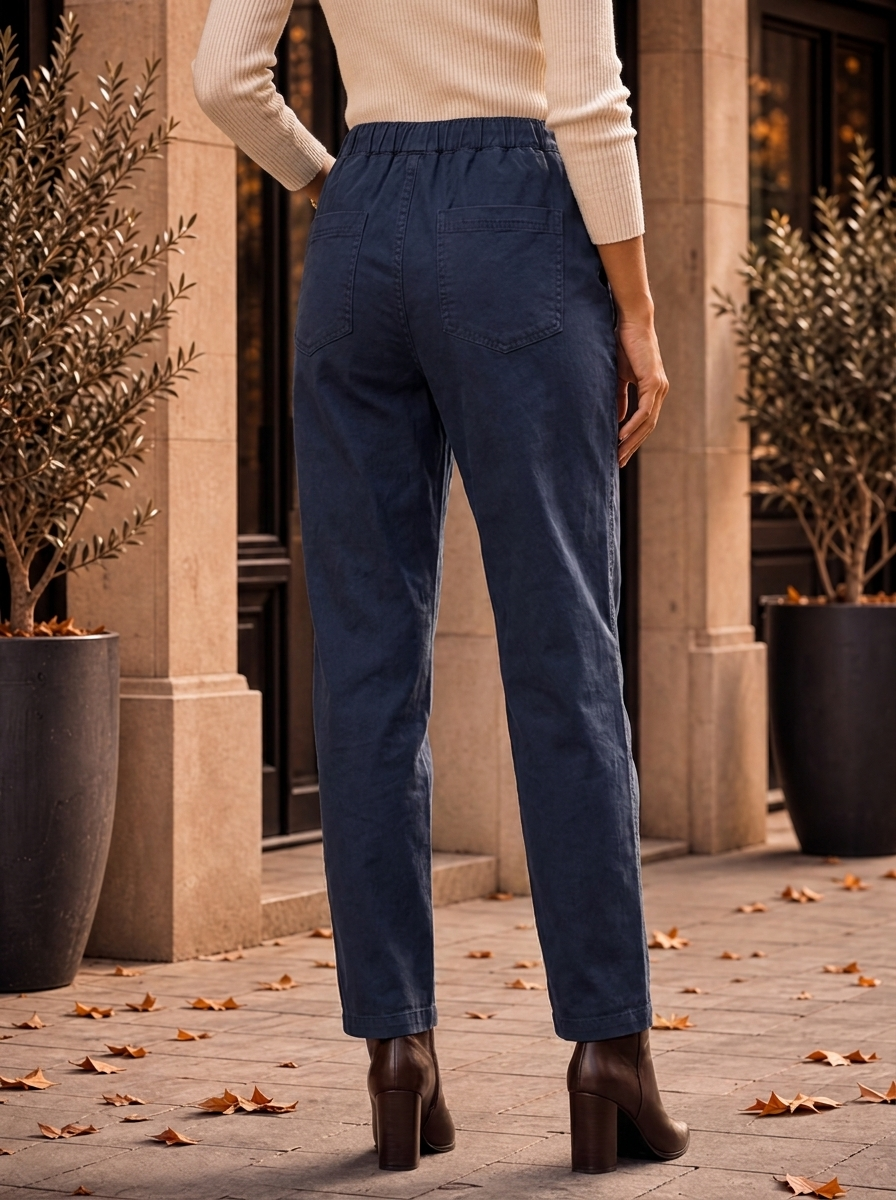 "MARTA” Relaxed Fit Acid Wash Trouser navy