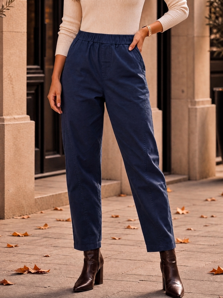 "MARTA” Relaxed Fit Acid Wash Trouser navy