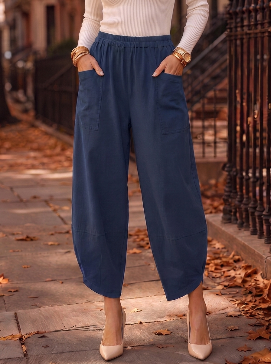 “LARA” Lagenlook Canvas Tulip Trousers