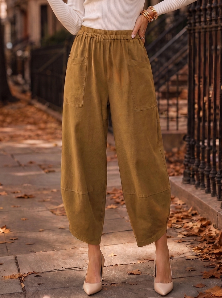 “LARA” Lagenlook Canvas Tulip Trousers