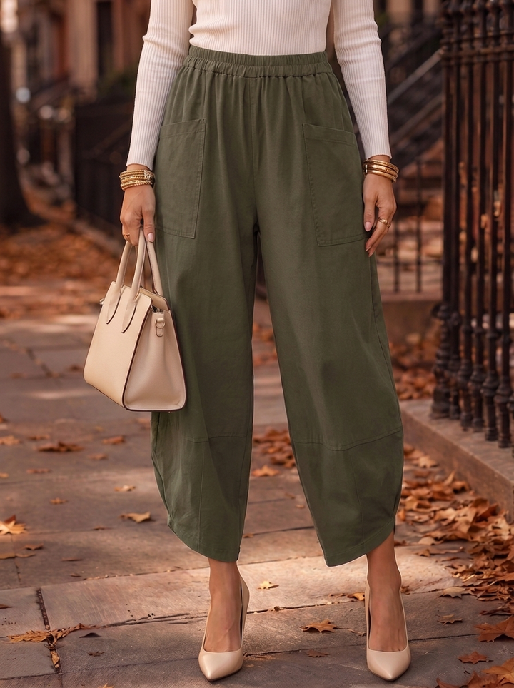 “LARA” Lagenlook Canvas Tulip Trousers