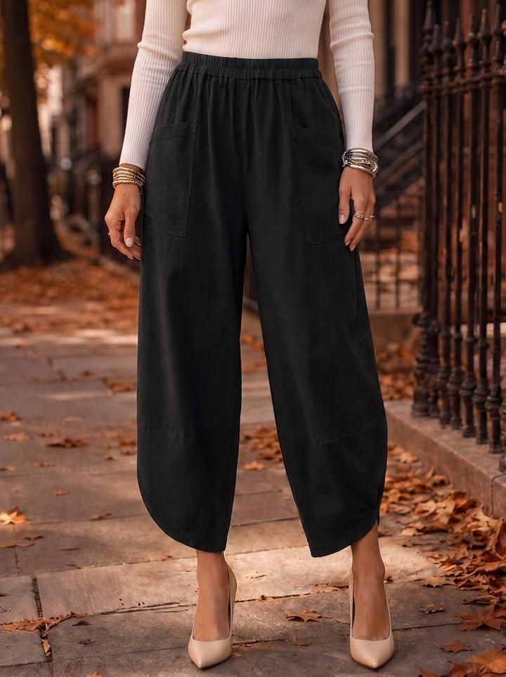 “LARA” Lagenlook Canvas Tulip Trousers