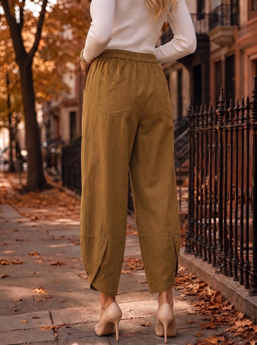 “LARA” Lagenlook Canvas Tulip Trousers