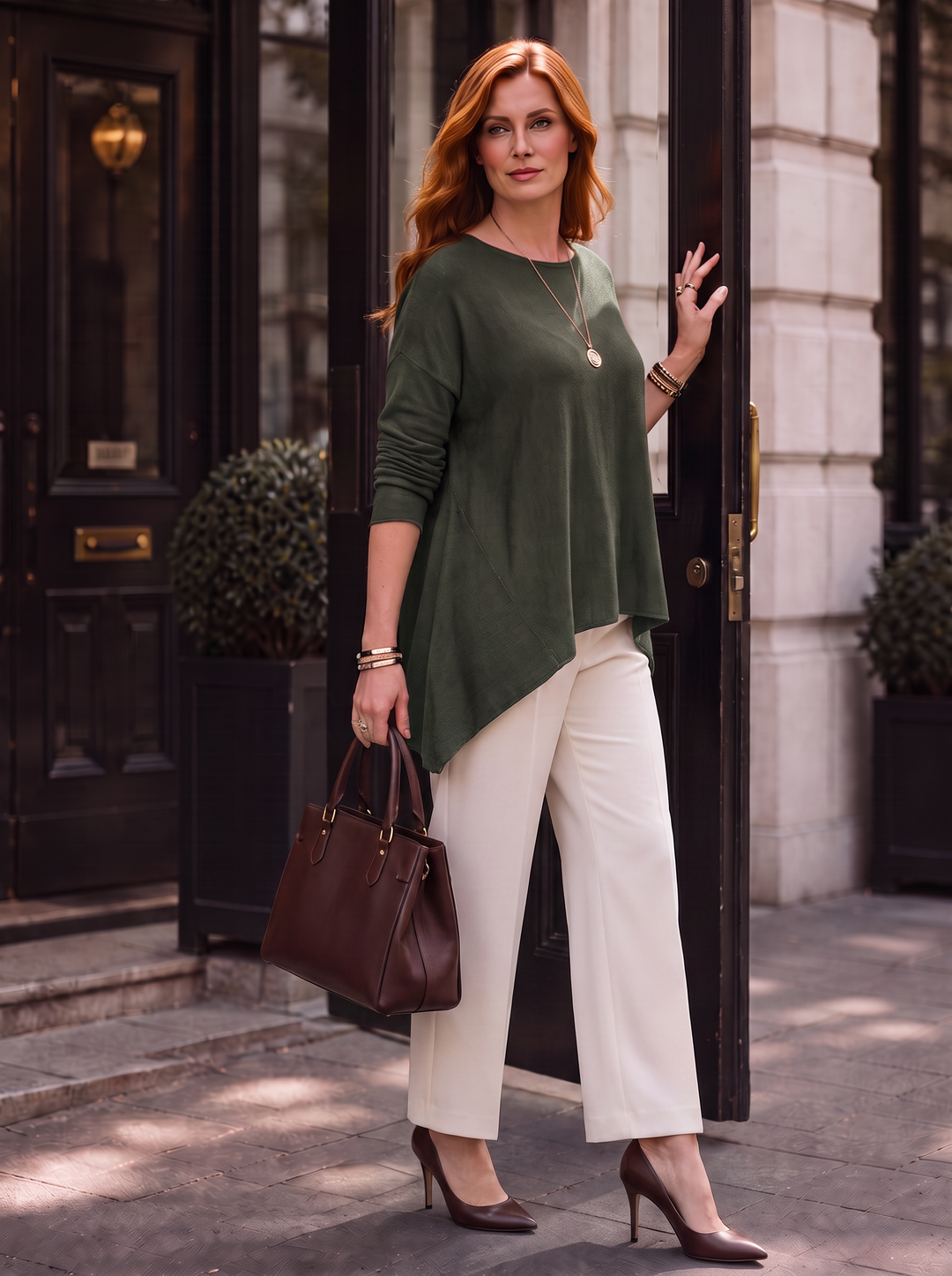 “EVIE-ROSE” Soft Knit Jumper khaki green
