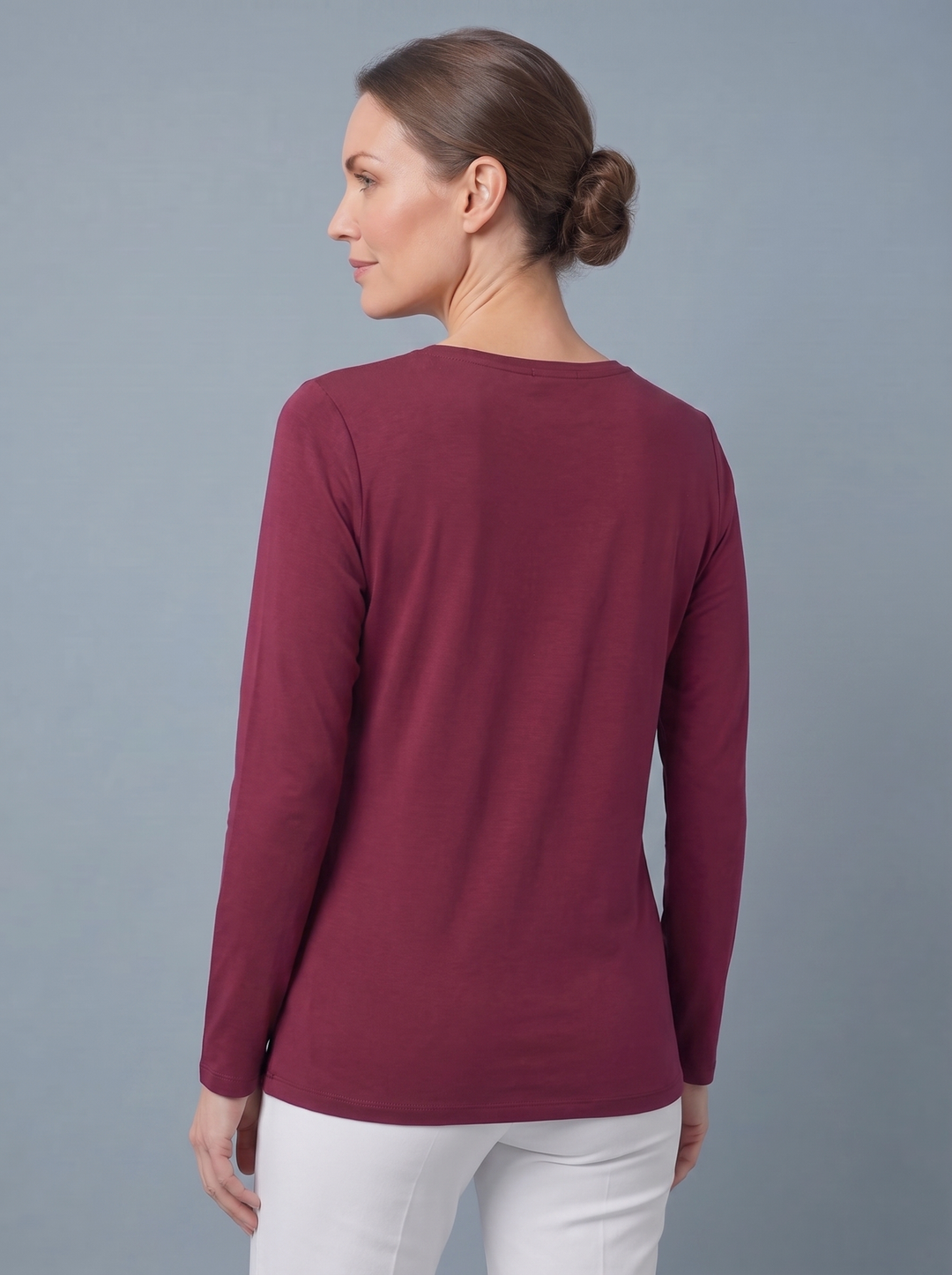 The Essential Long Sleeve "Magic" V-Neck Vest burgundy