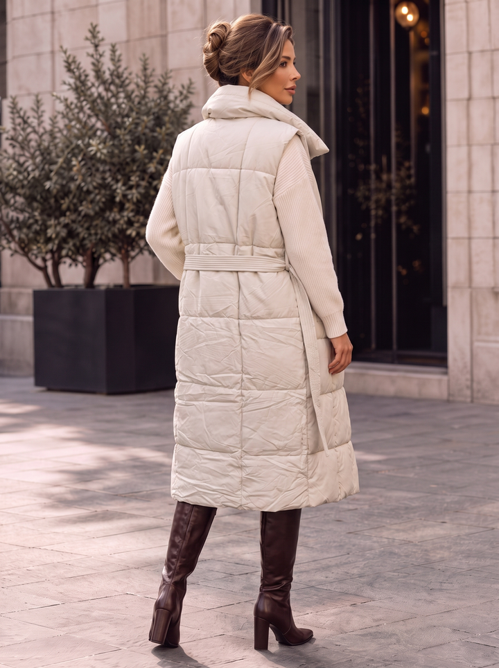 “RORY” Premium Quilted Longline Quilted Gilet cream