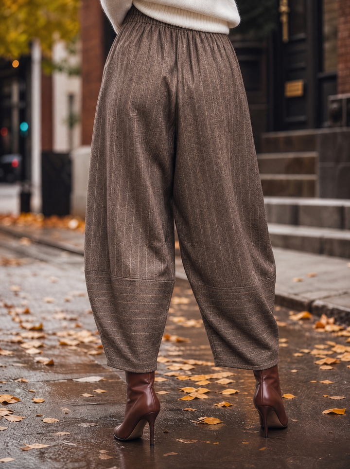 “CARRIE” Heritage Check Barrel Trousers