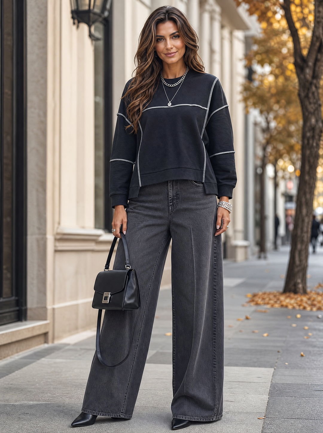 “KENZIE Collection” Contrast Stitch Sweat Top