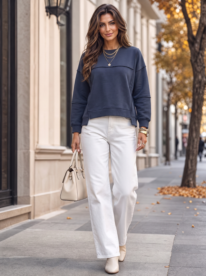 “KENZIE Collection” Contrast Stitch Sweat Top