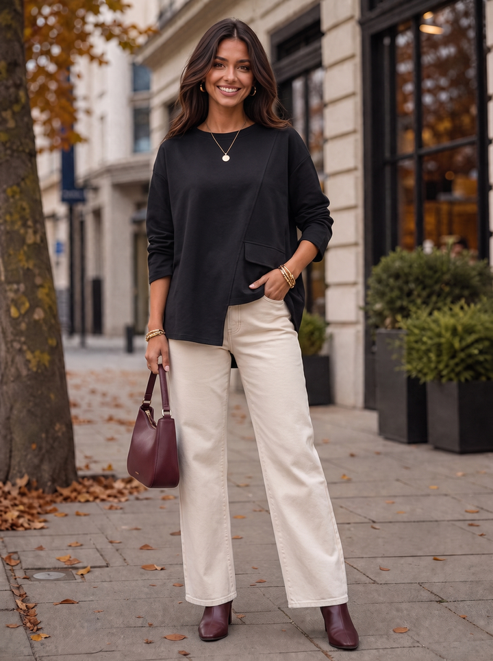 “KENZIE Collection” Asymmetric Sweat Top