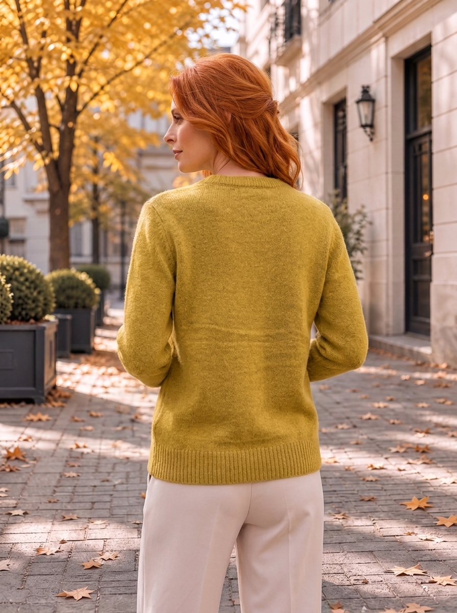 “NANCY” Textured Scarf Detail Jumper mustard