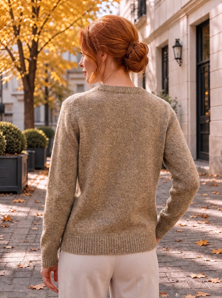 “NANCY” Textured Scarf Detail Jumper mocha