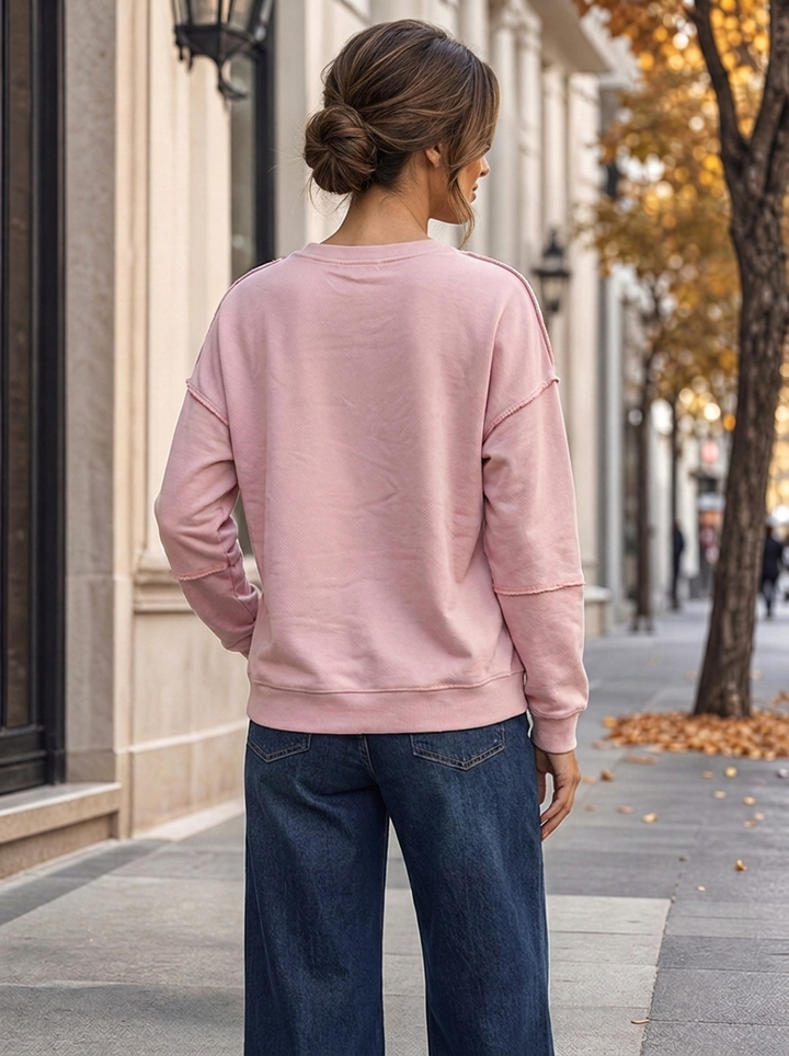“KENZIE Collection” Contrast Stitch Sweat Top