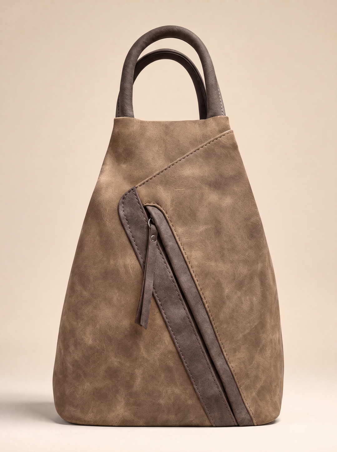 “BERNY” Contrast Zip Backpack mocha