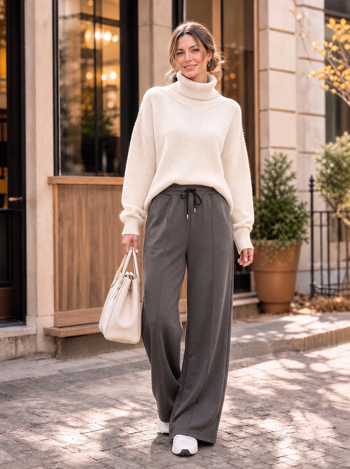 “BETHANY” Luxe Wide Leg Scuba Trousers