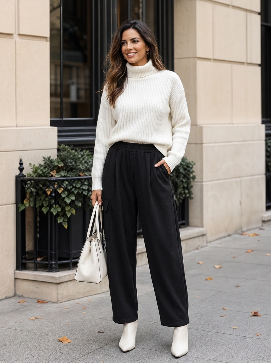 “KENZIE Collection” Relaxed Utility Barrell Trousers black