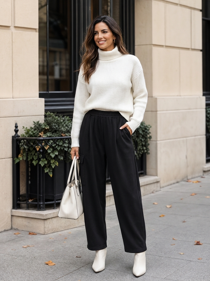 “KENZIE Collection” Relaxed Utility Barrell Trousers black