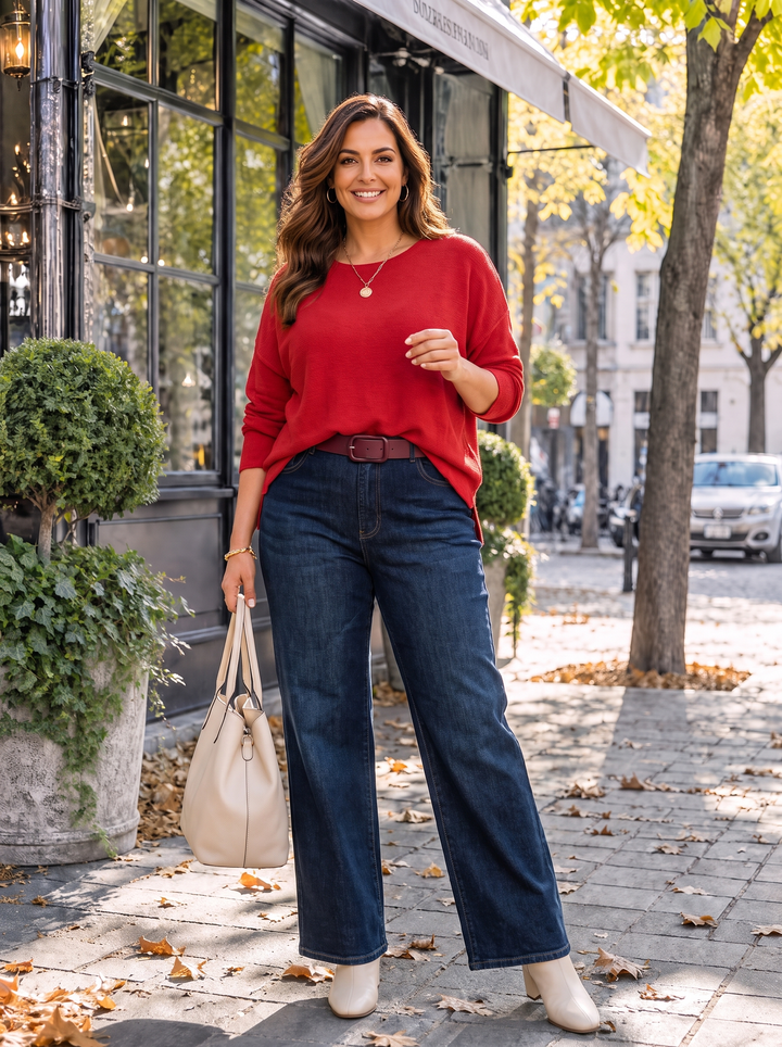 “MAGNOLIA” Curve Soft Knit Jumper red