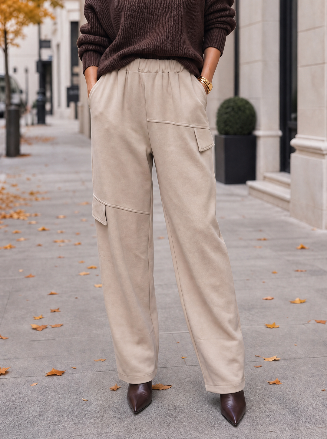 “KENZIE Collection” Cargo Barrel Trousers cream