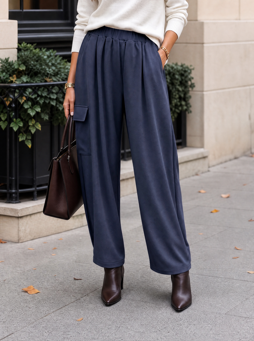 “KENZIE Collection” Relaxed Utility Barrell Trousers navy