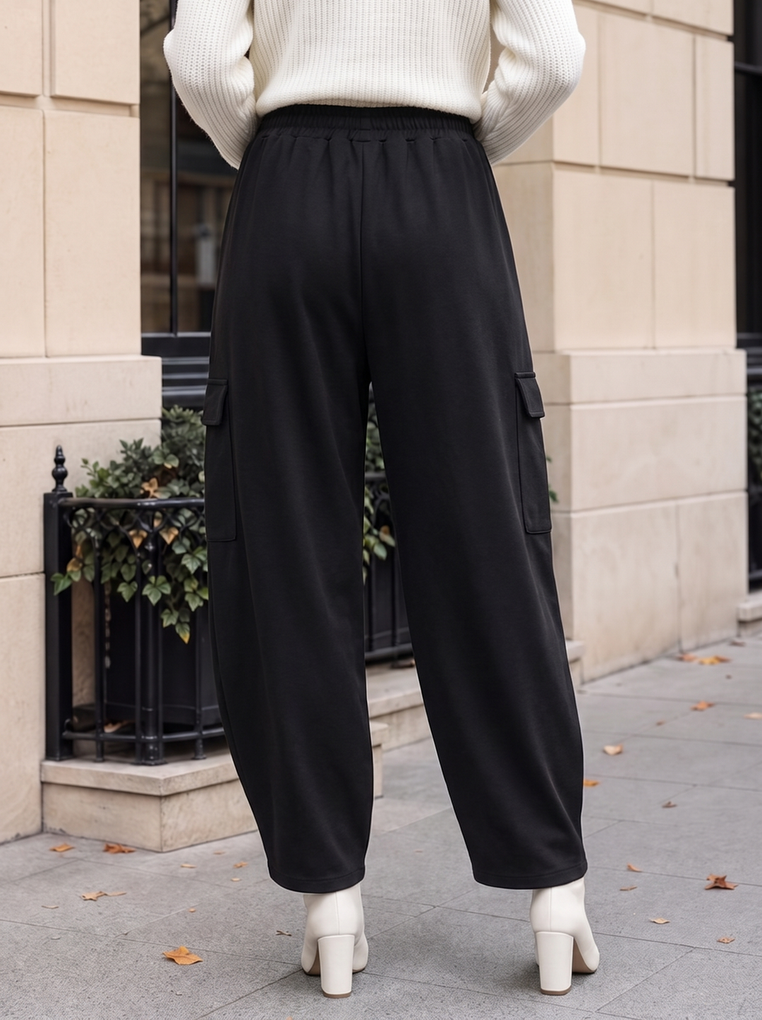 “KENZIE Collection” Relaxed Utility Barrell Trousers black