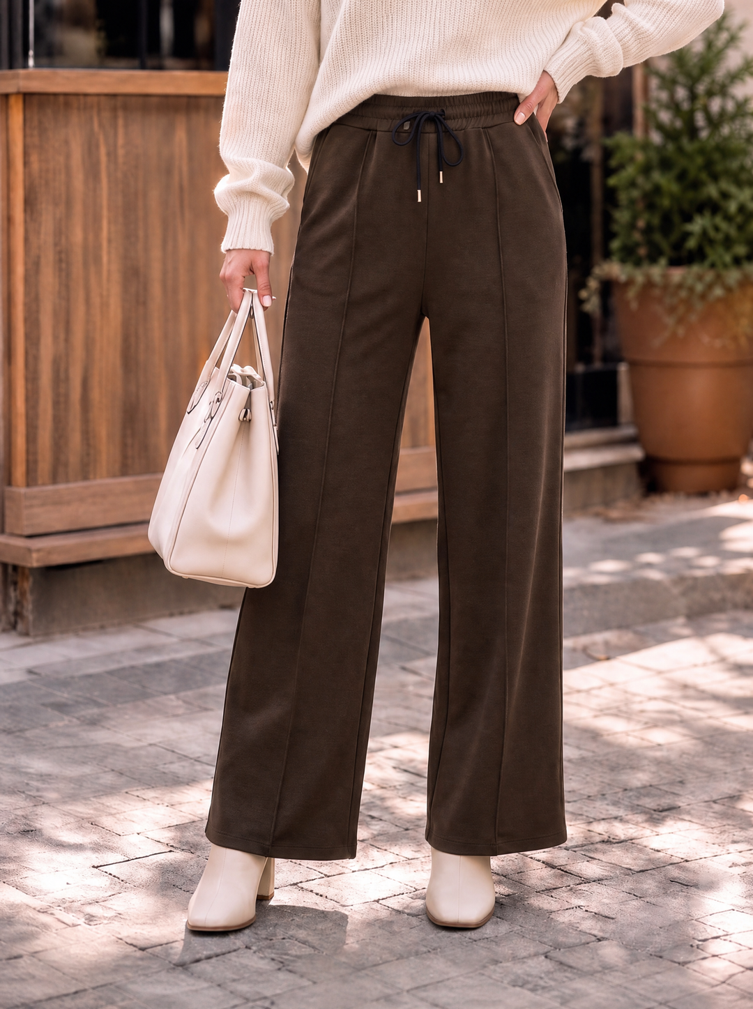 “BETHANY” Luxe Wide Leg Scuba Trousers